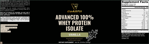 Final Vanilla label — 805 g, 22 g protein per serving